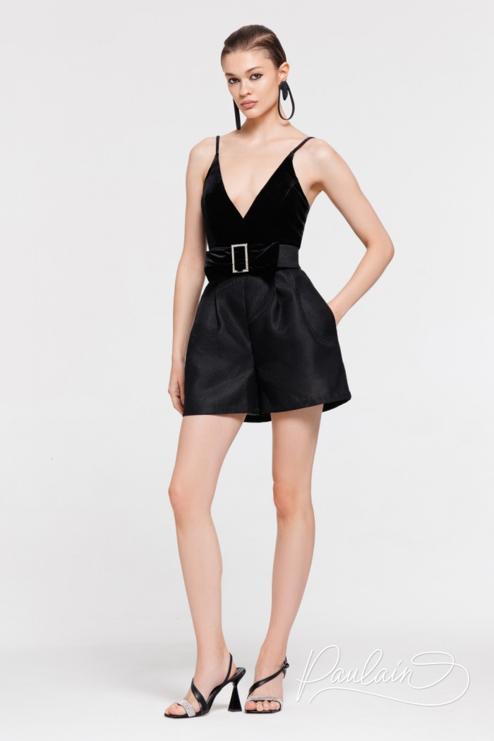 Gorgeous sleeveless mini-length evening jumpsuit- CAPRICA | Paulain