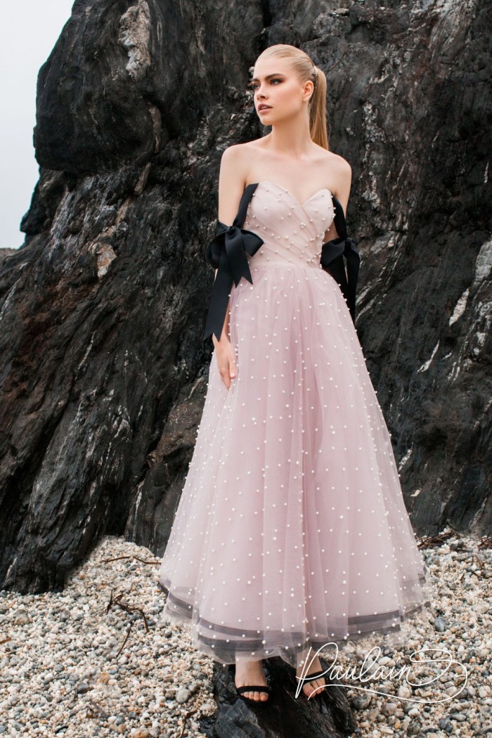 Chic evening dress with pearls- PEARL OF THE SEAS | Paulain