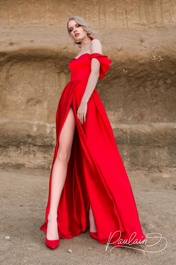 Passionate scarlet shaded evening dress- THE THORN BIRDS | Paulain