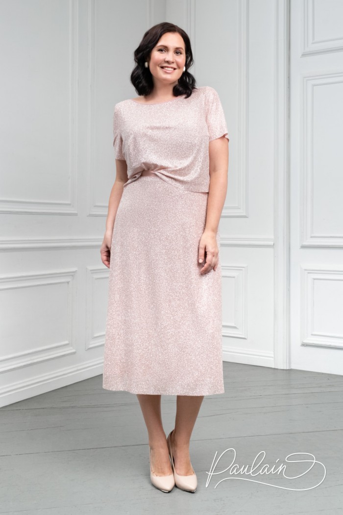 Stylish top and midi length in sparkling glitter fabric - LIORA | Paulain