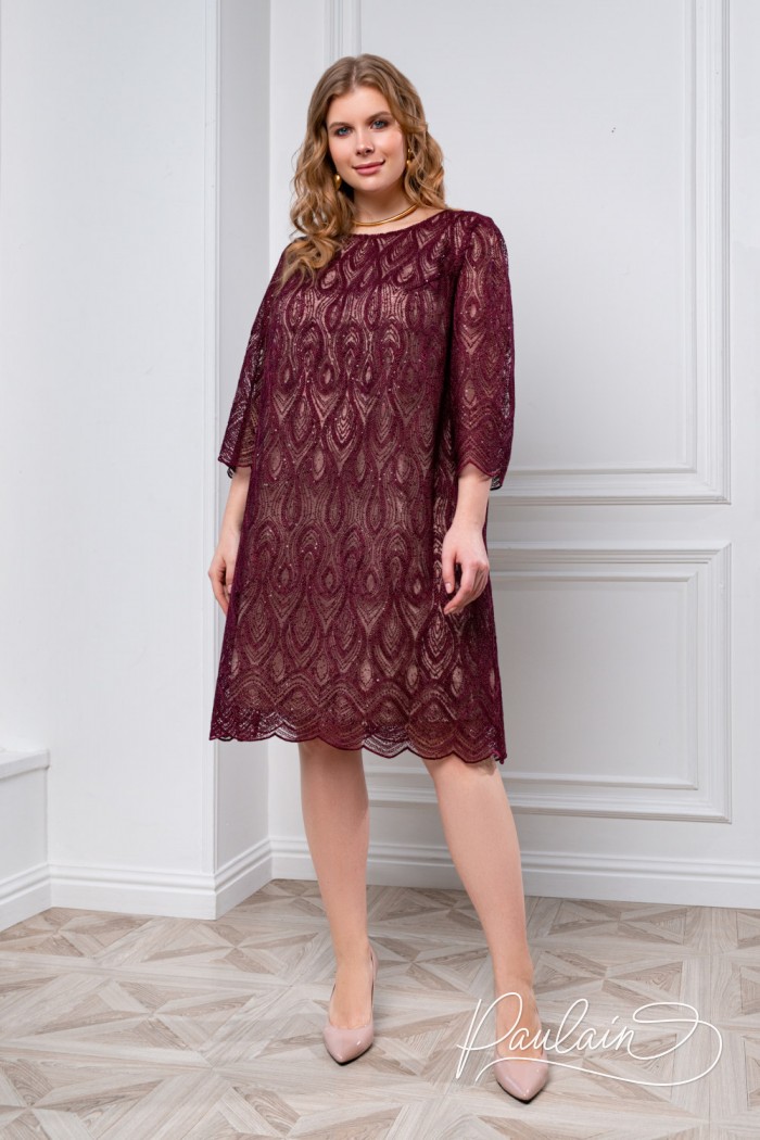 Graceful lace dress of a free silhouette with sleeves- SHADOW HAIM | Paulain