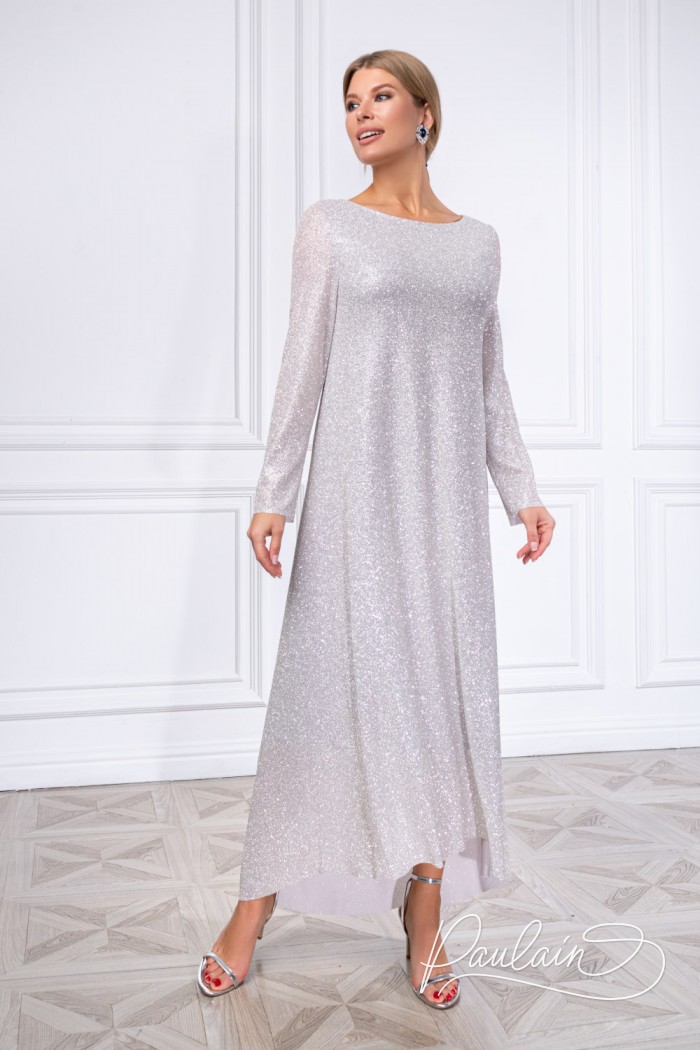 Glittering long dress in glitter fabric- SHINE | Paulain